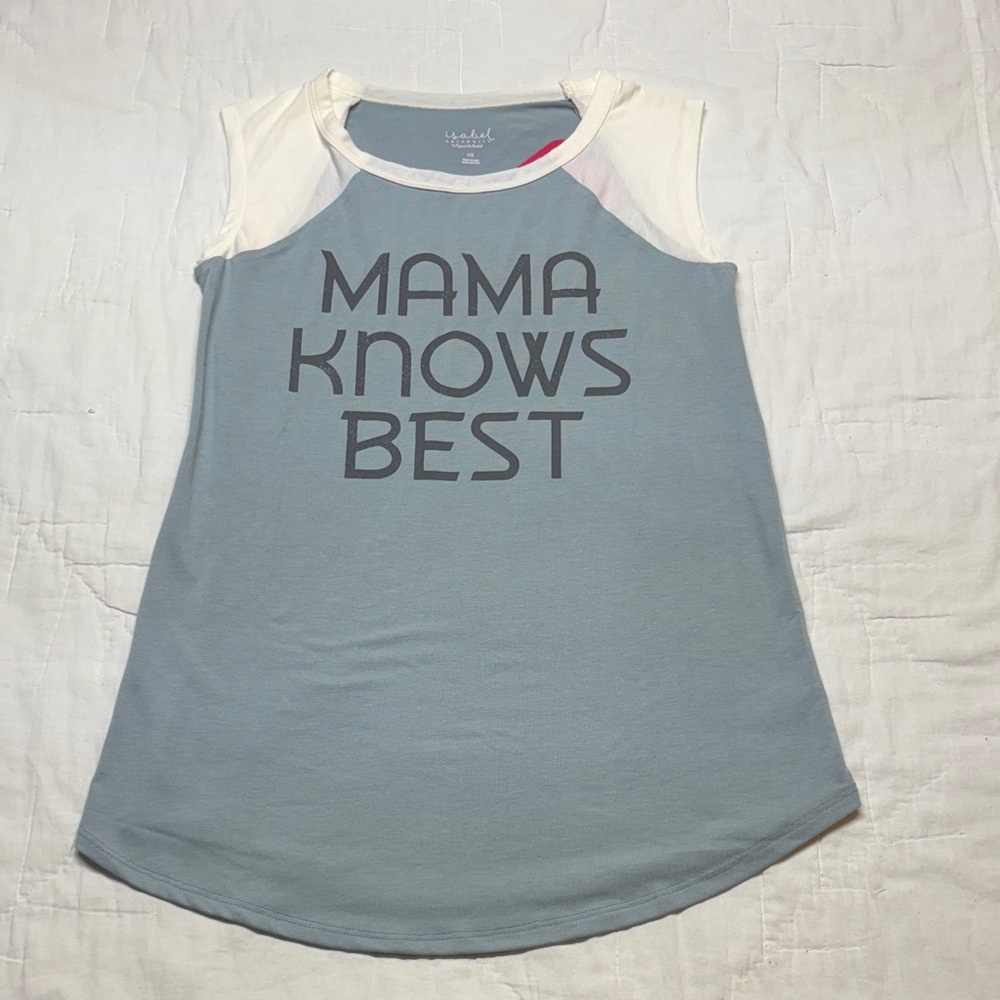 Isabel Maternity "Mama Knows Best" Sleeveless Graphic Tank Top XS NWT